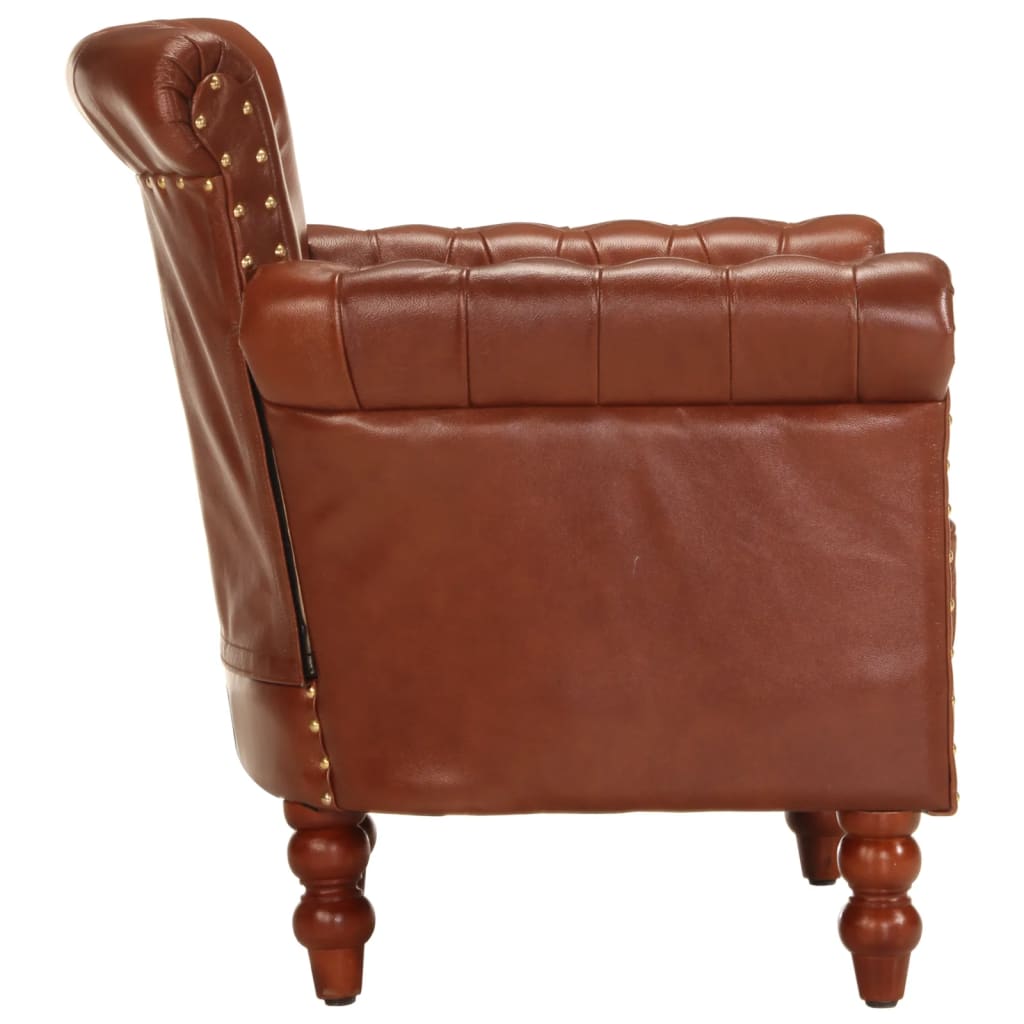 Fauteuil club cuir vintage chèvre
