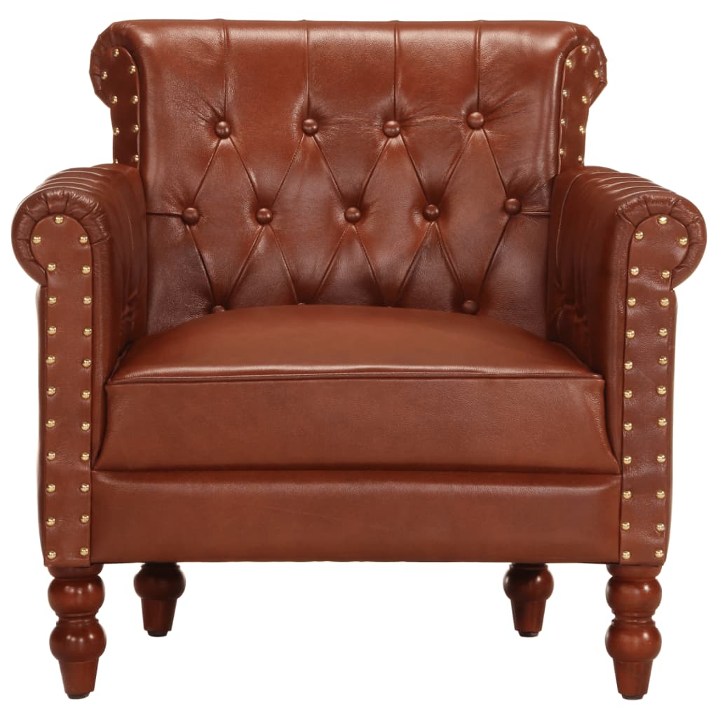 Fauteuil club cuir vintage marron