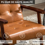 Fauteuil cuir et bois vintage - Vignette | StyleVintage™