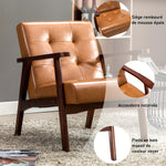 Fauteuil cuir et bois vintage - Vignette | StyleVintage™