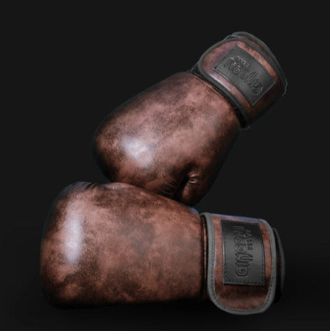 Gants de boxe vintage marron et noir