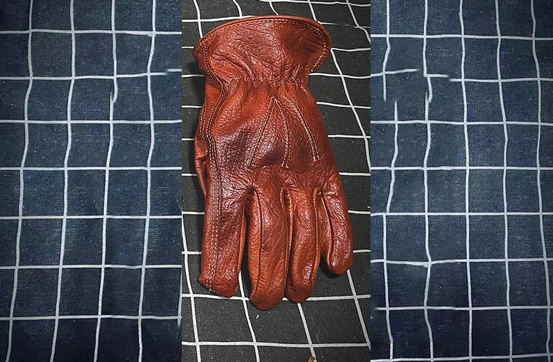 Gants moto vintage marron