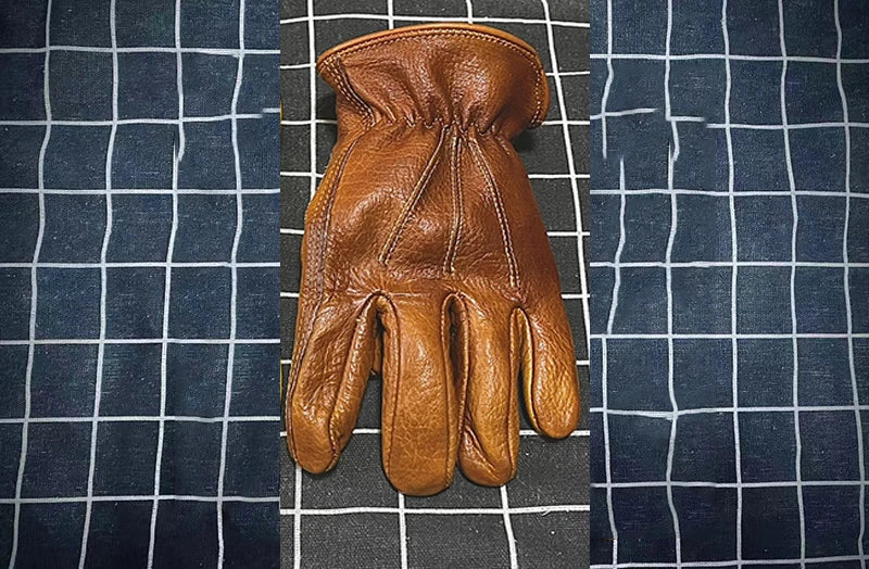 Gants moto vintage marron clair