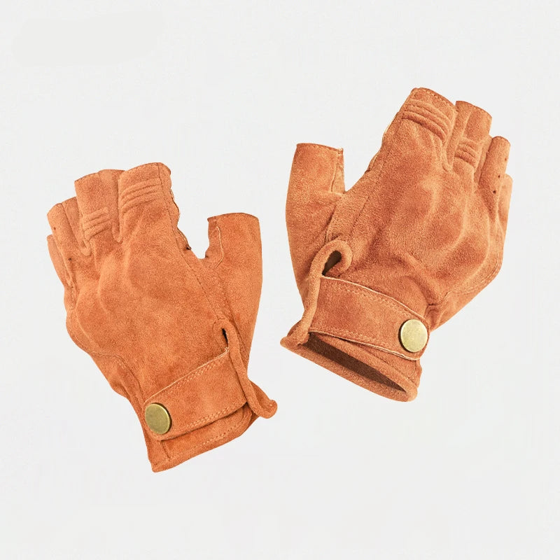 Gants moto vintage été marron