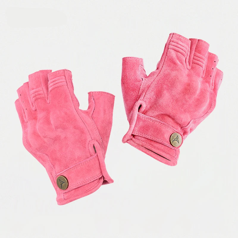 Gants moto vintage été rose