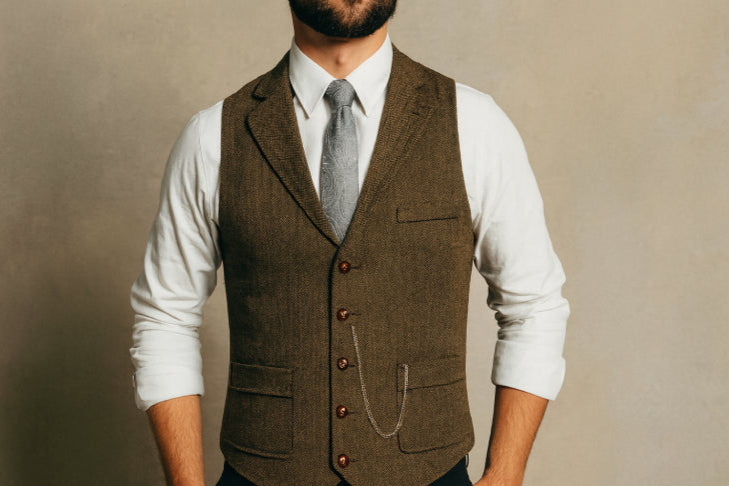 Gilet costume homme vintage chemise blanche