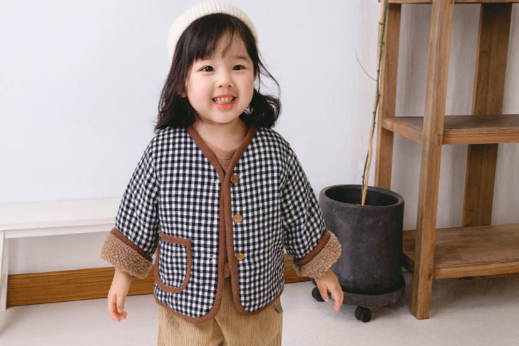 Gilet enfant plaid vintage fille