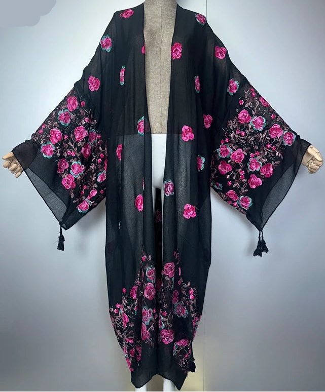 Gilet long vintage bohème noir