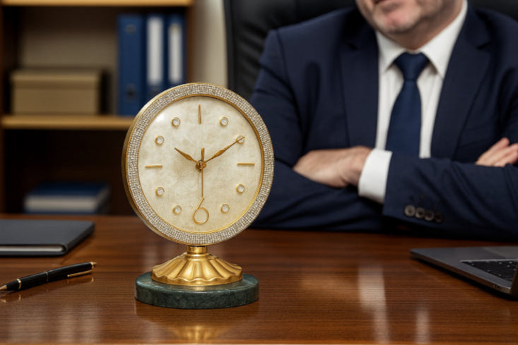 Horloge de bureau vintage en laiton patron