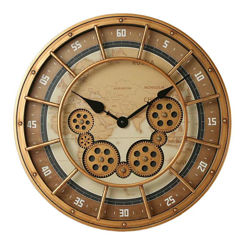 Horloge industrielle vintage or