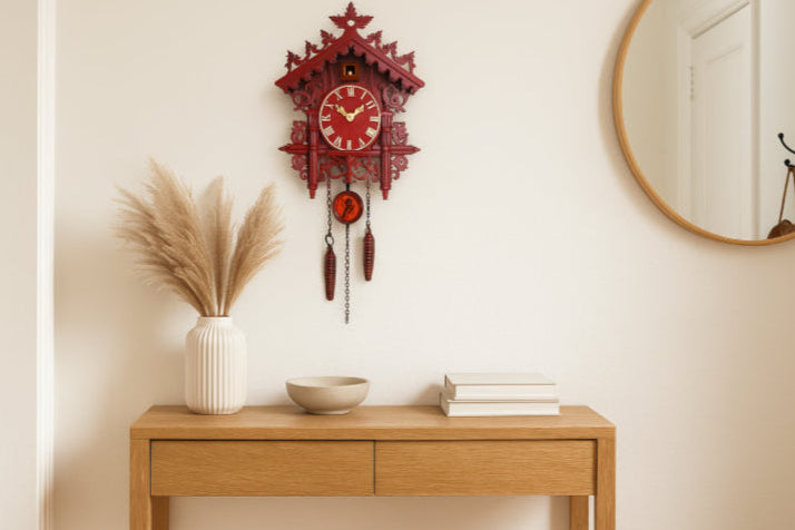 Horloge murale vintage rouge entrée