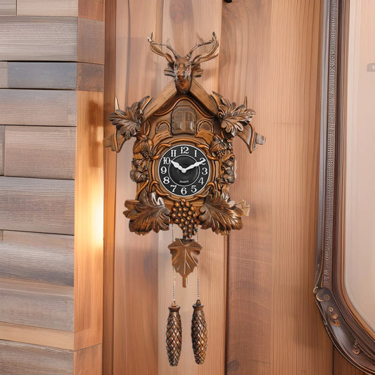 Horloge suspendue tête de cerf vintage