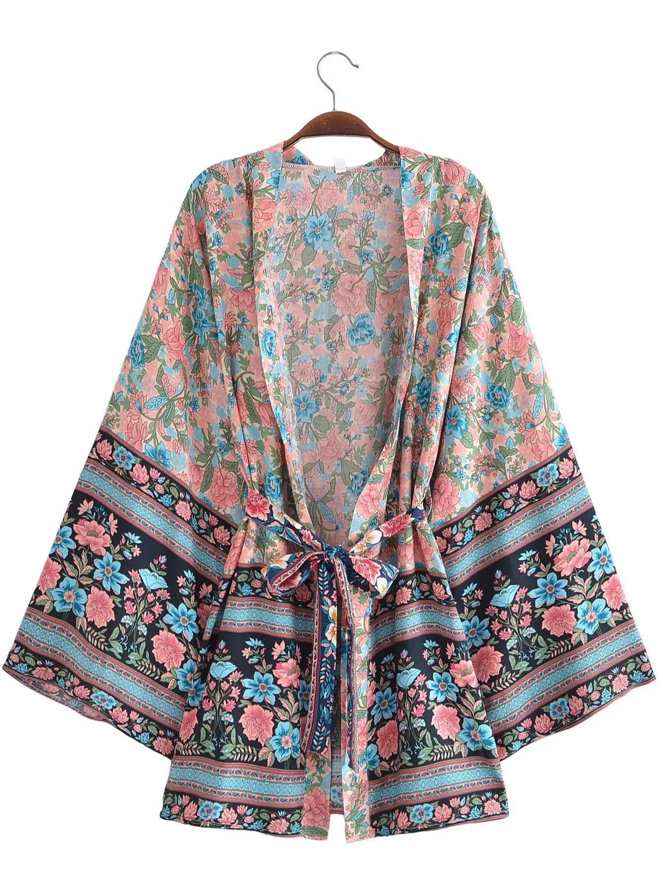Kimono court vintage rose bleu