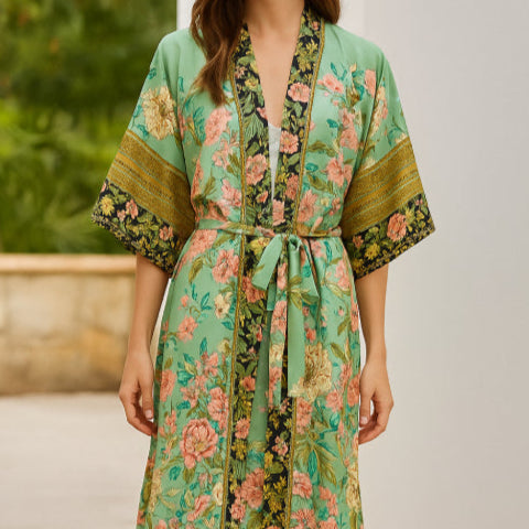 Kimono vintage japon fleur rose