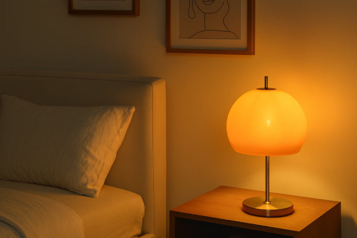 Lampe de table orange vintage lit