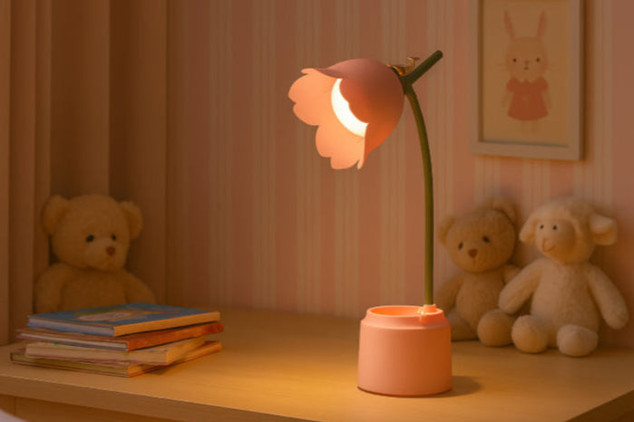 Lampe en fleur vintage bureau