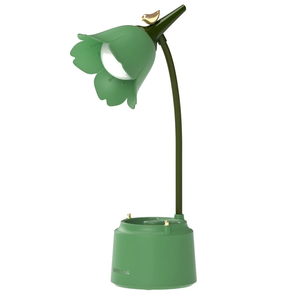 Lampe en fleur vintage vert
