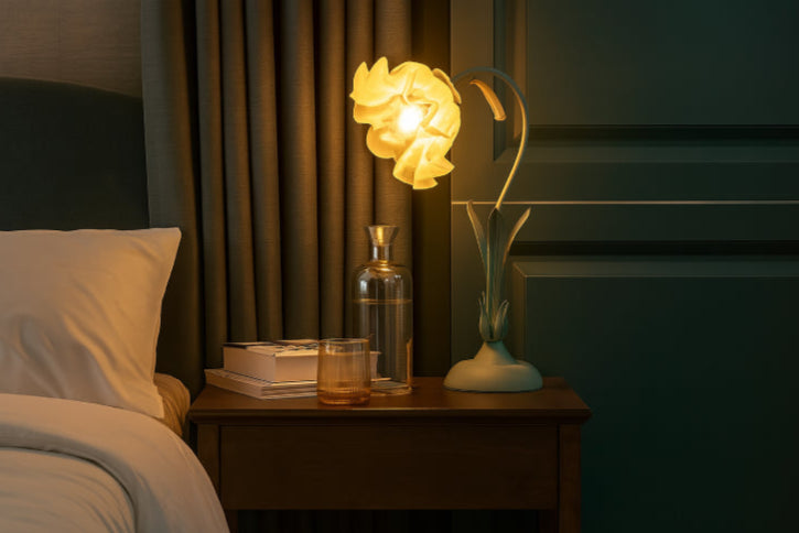 Lampe à poser vintage lit