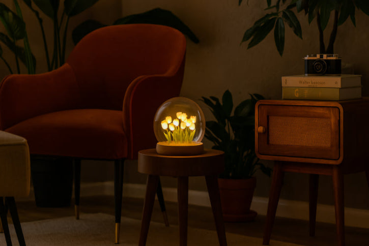 Lampe tulipe vintage salon