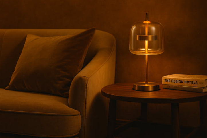 Lampe verre vintage salon