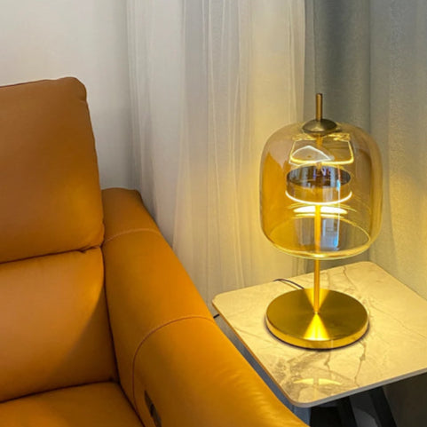 Lampe verre vintage salon jaune