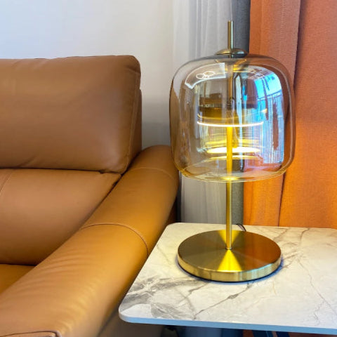 Lampe verre vintage table