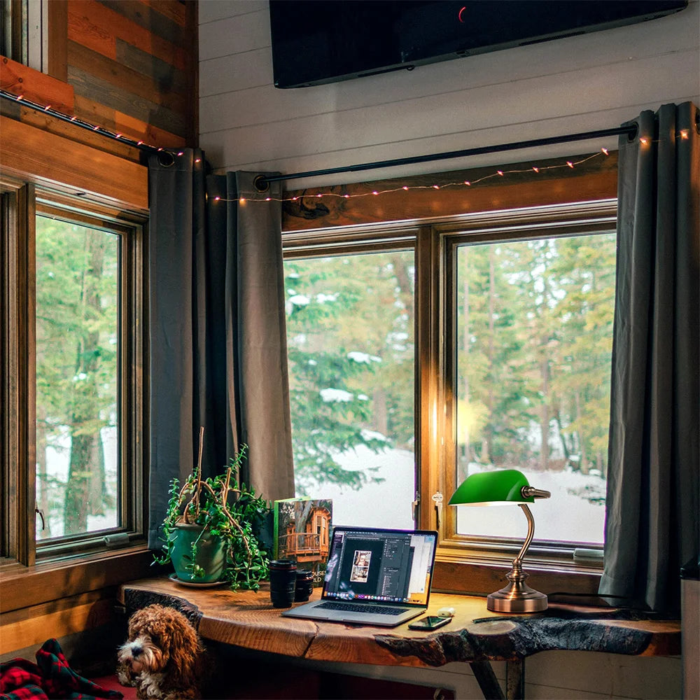 Lampe verte vintage bureau