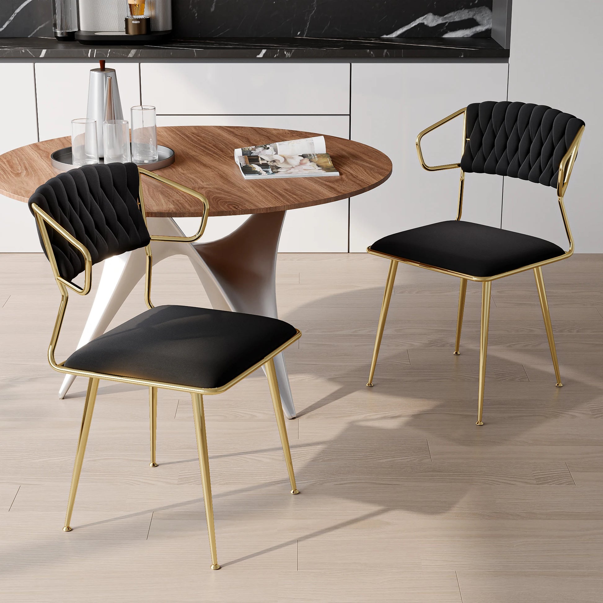 Lot de 2 chaises de salle à manger rétro noir