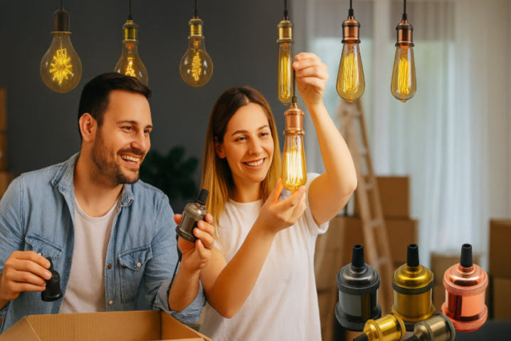 Luminaire industriel vintage cartonne