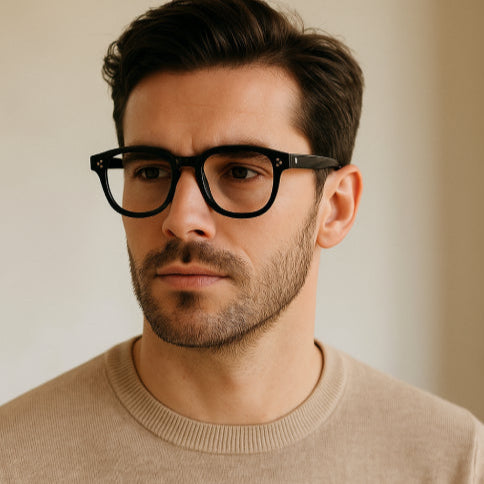 Lunette de vue homme vintage noir fond blanc
