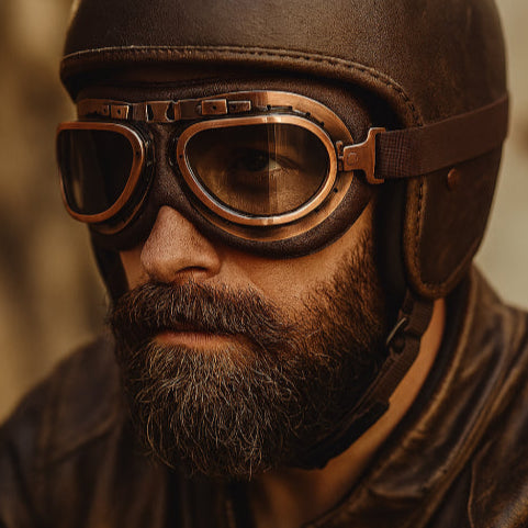 Lunette moto vintage barbue