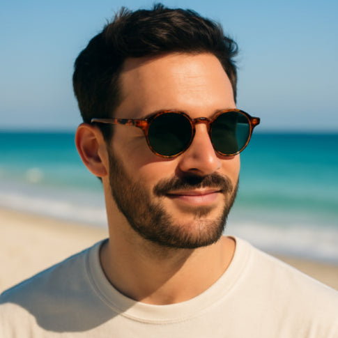 Lunette ronde vintage homme plage