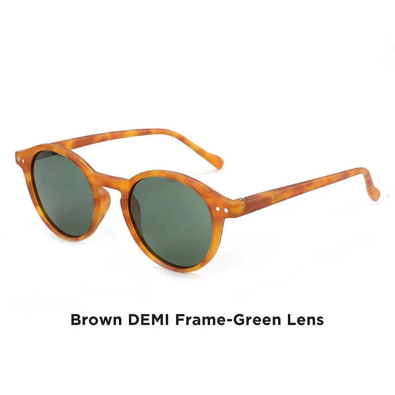 Lunettes de soleil rétro marron verre noir