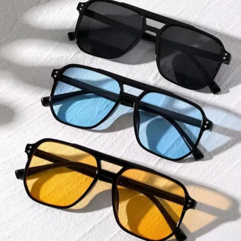 Lunettes femme rétro jaune bleu noir