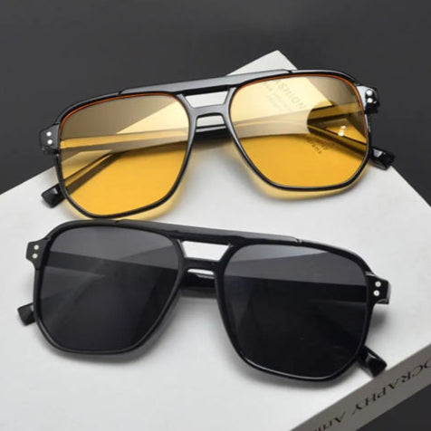Lunettes femme rétro jaune noir