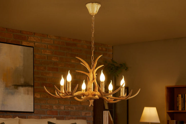 Lustre en bois vintage plafond