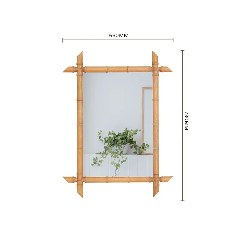 Miroir bambou vintage beige