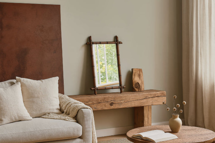 Miroir bambou vintage bois