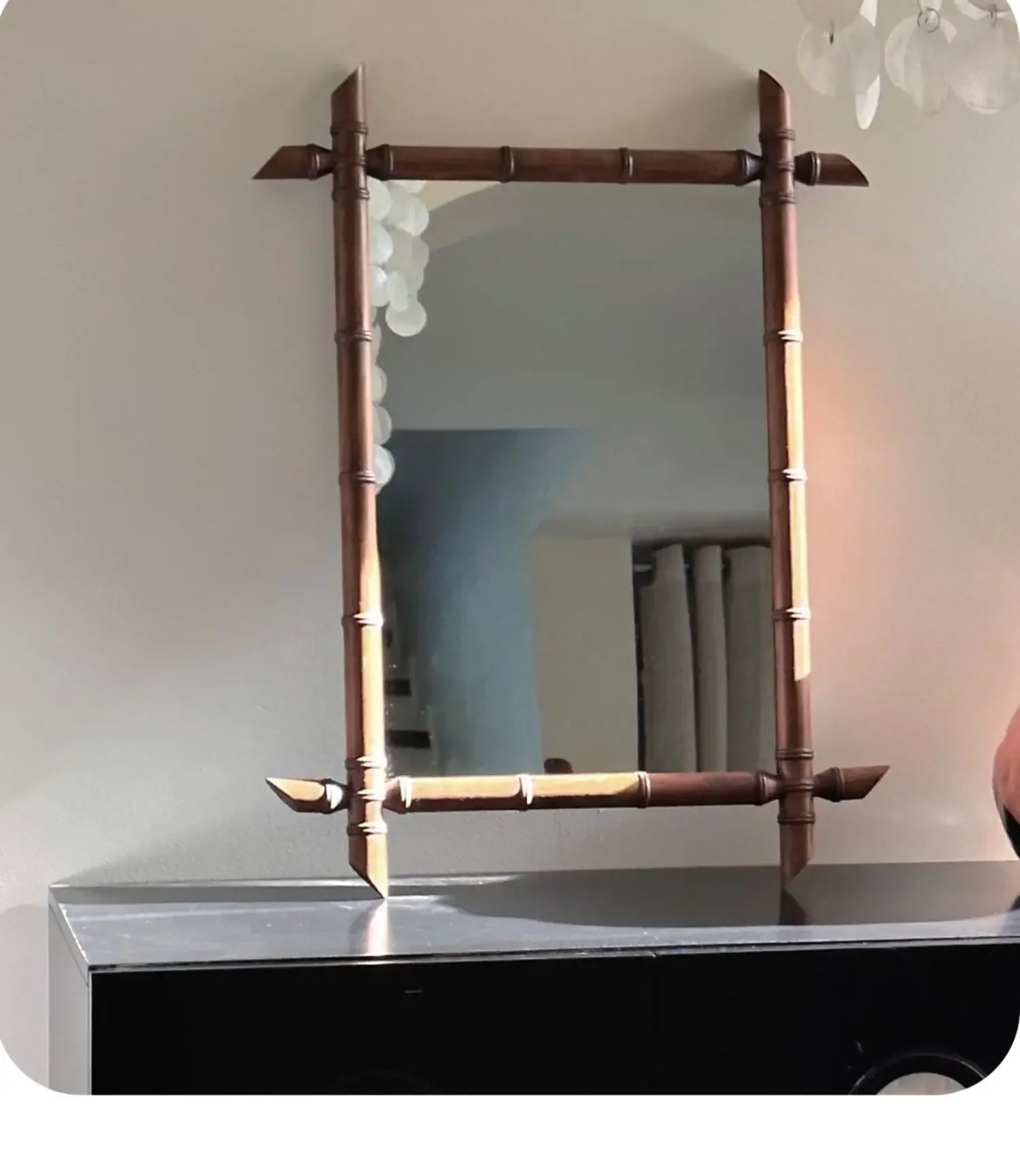 Miroir bambou vintage mur