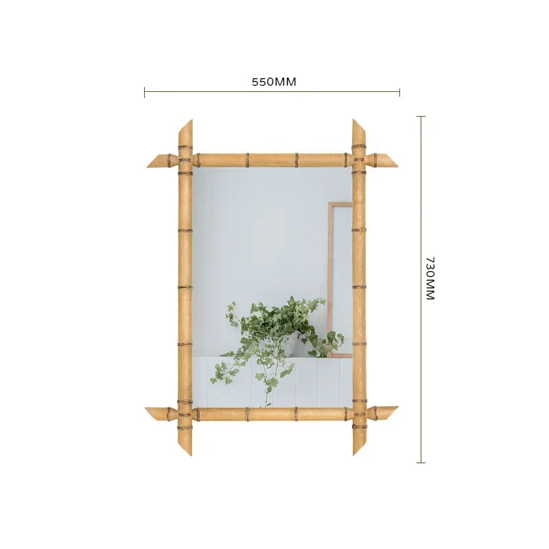 Miroir bambou vintage naturel