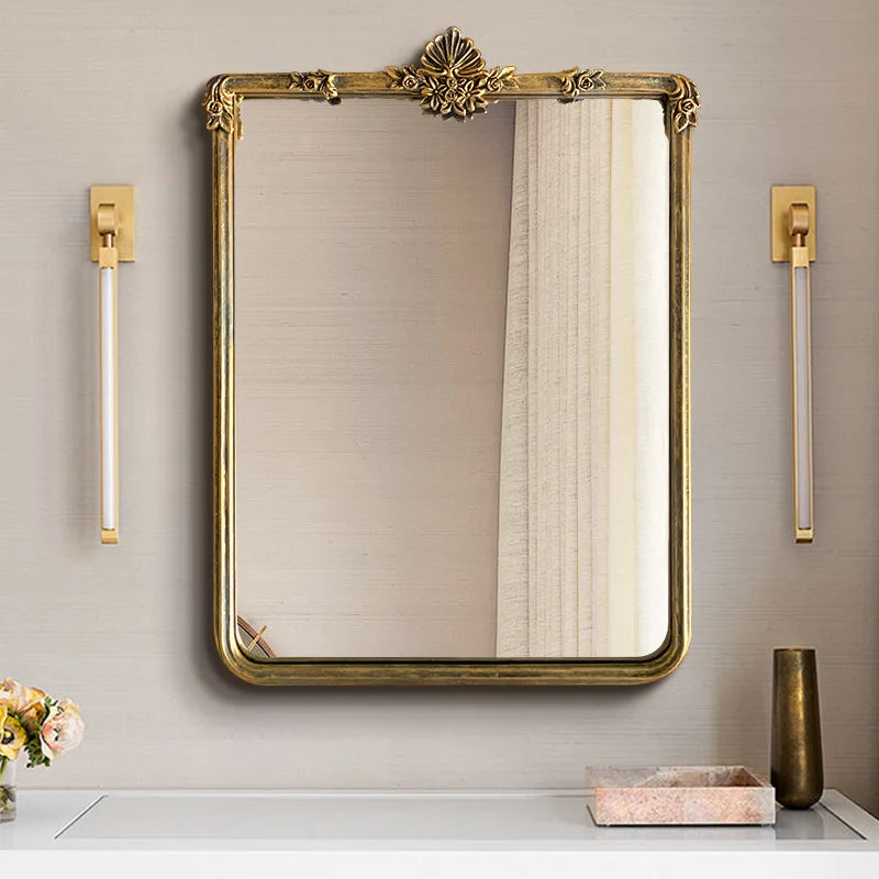 Miroir de maquillage vintage style français    doré