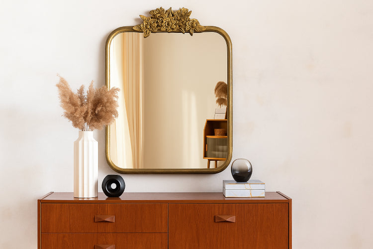 Miroir de maquillage vintage style français fond blanc