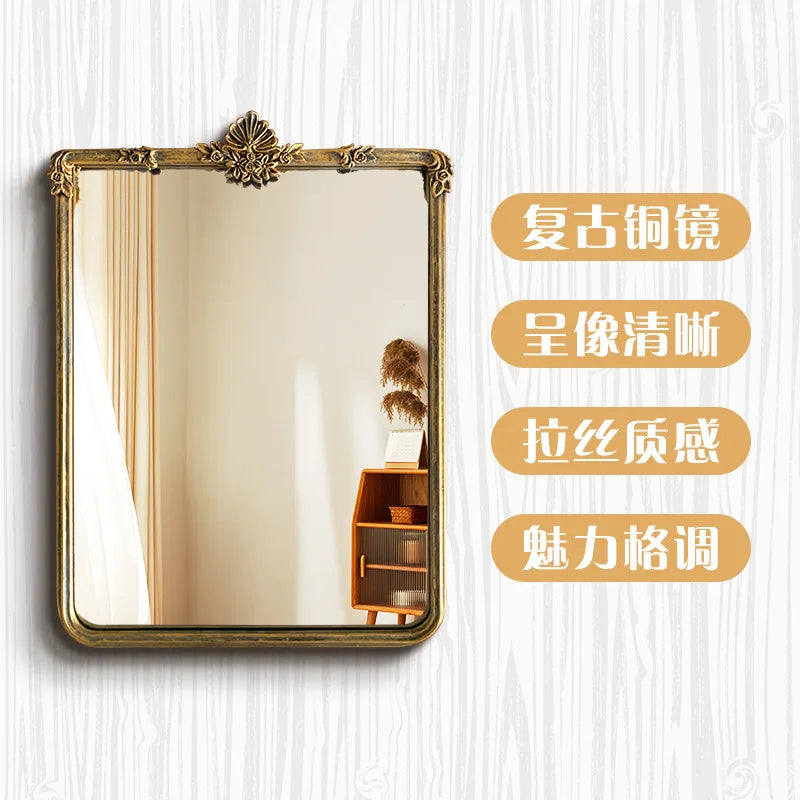 Miroir de maquillage vintage style français fond bois