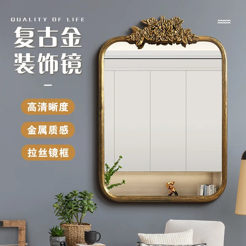 Miroir de maquillage vintage style français  motif fleur