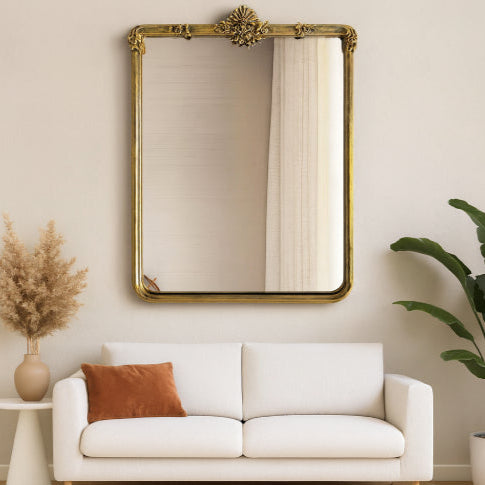 Miroir de maquillage vintage style français plante