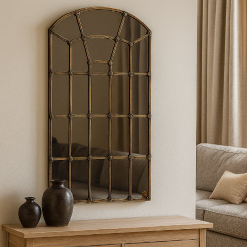 Miroir fer forgé vintage vase