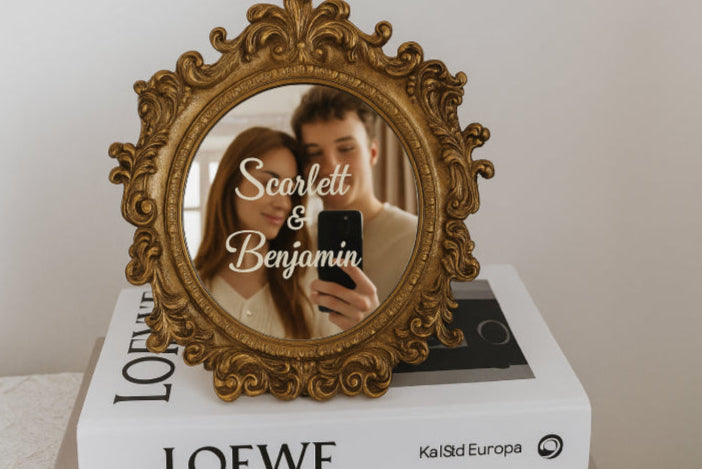 Miroir laiton vintage noms couple