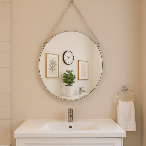 Miroir salle de bain vintage lavabo blanc