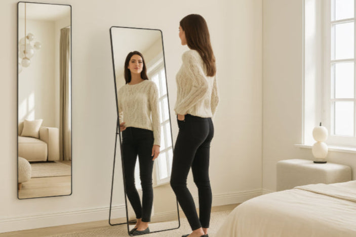 Miroir sur pied vintage fille