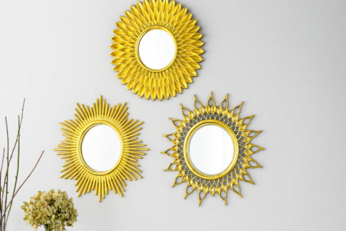 Miroir vintage soleil or bouquet